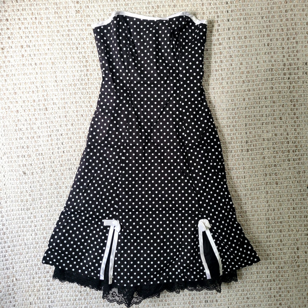 Vintage Y2K/90s BCX Womens 3 Polka Dot Sleeveless Lolita Dress Gothic Emo
